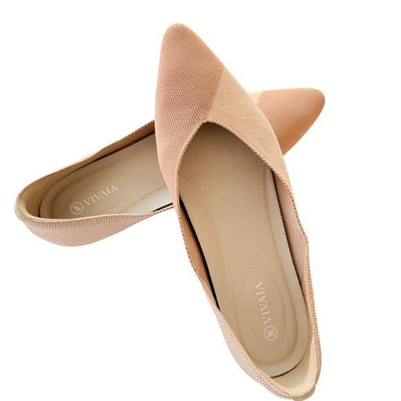 Vivaia Shoes - VIVAIA Pointed Toe Flats Nude Blush Knit Slip On Comfort Shoes Size 40